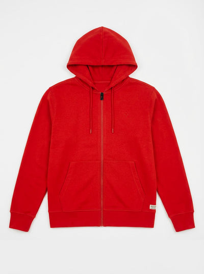 Felpa zip con cappuccio, logo ricamato lato cuore. Polso e fondo a coste