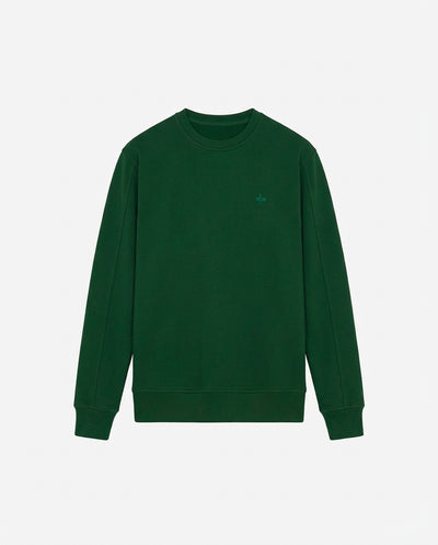 Felpa girocollo, logo ricamato lato cuore. Polso e fondo a coste