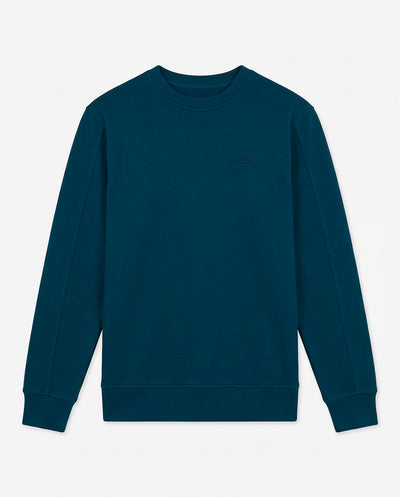 Felpa girocollo, logo ricamato lato cuore. Polso e fondo a coste