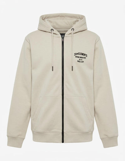Felpa con cappuccio e zip, ricamo e stampa sul retro