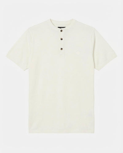 T-shirt in maglia maniche corte con collo serafino