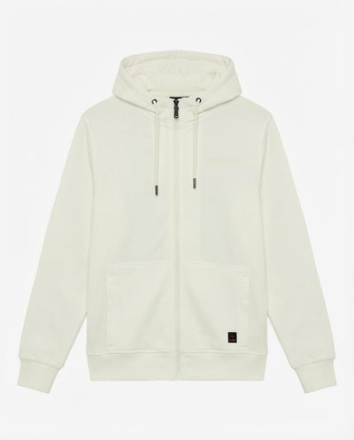 Felpa zip con cappuccio in piquet e tasche con zip