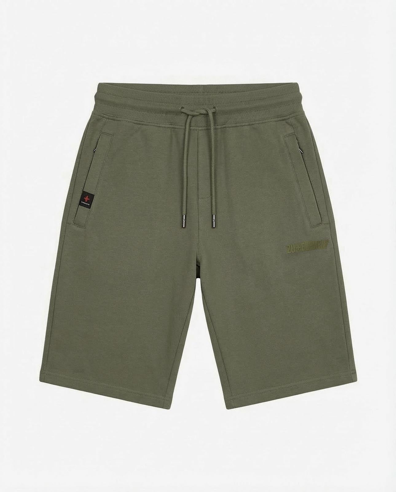 Bermuda felpa in piquet, tasche con zip, stampa laterale