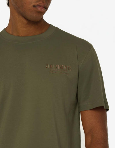 T-shirt girocollo maniche corte con logo ricamato lato cuore e stampa sul dietro