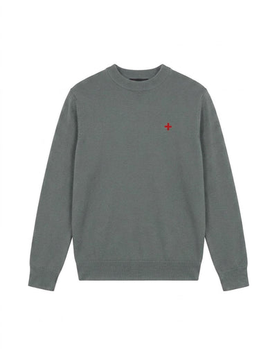 Maglia mezzo collo in viscosa con ricamo a contrasto