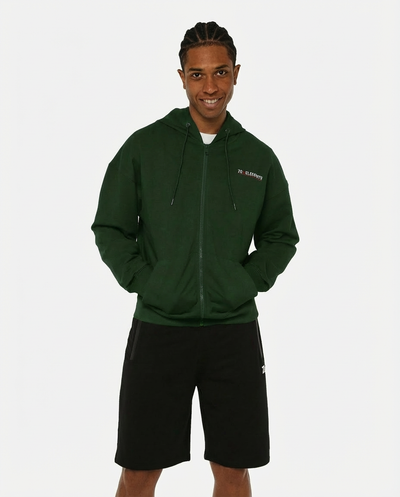 Felpa zip con cappuccio, logo stampato sul davanti e dietro, interno cappuccio in mesh