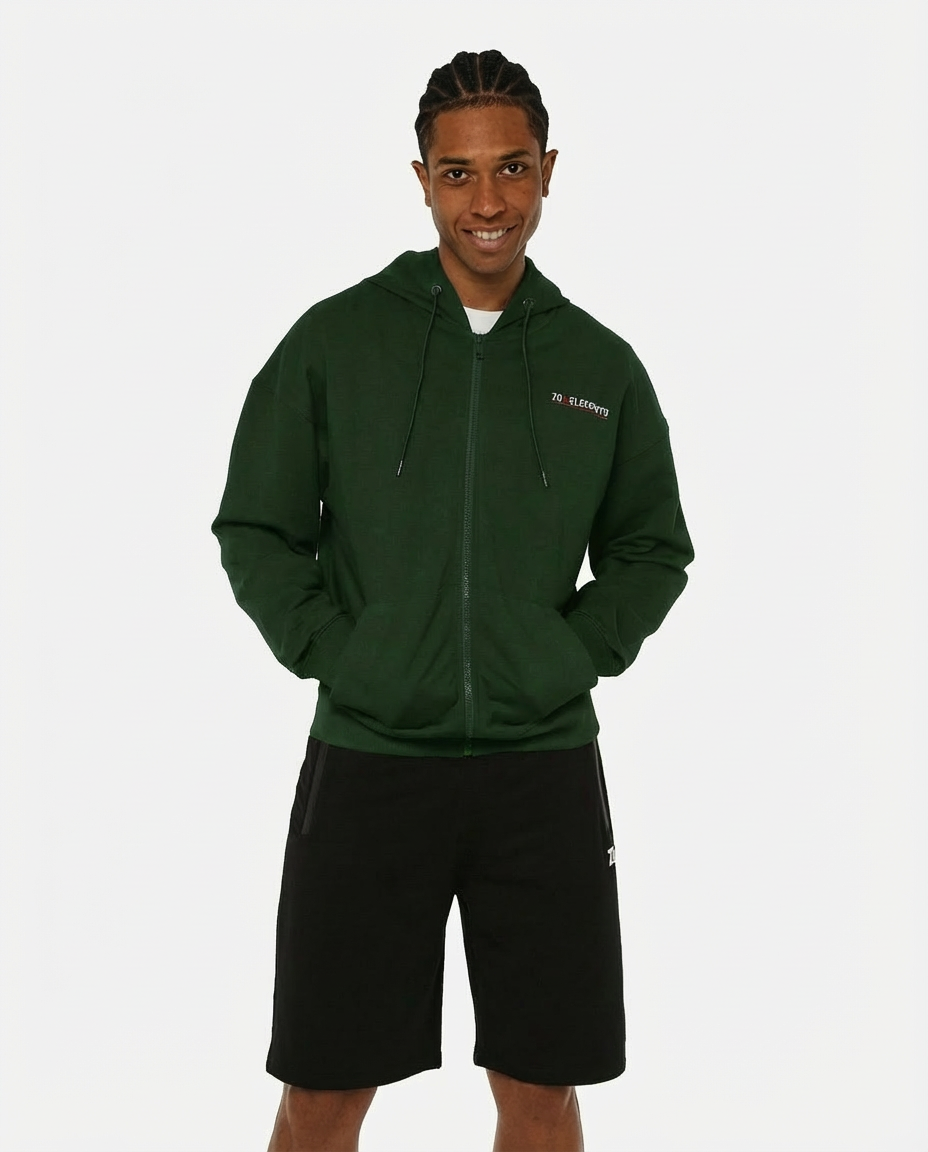 Felpa zip con cappuccio, logo stampato sul davanti e dietro, interno cappuccio in mesh