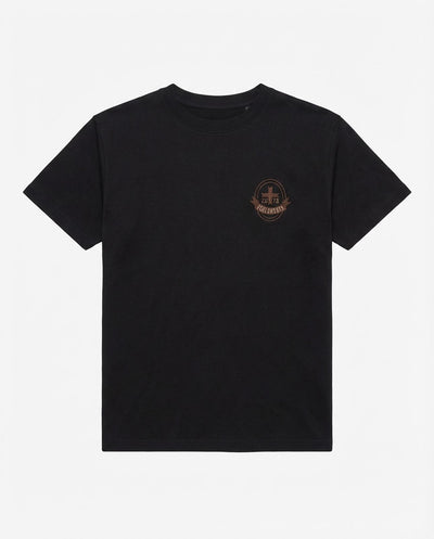 T-shirt girocollo maniche corte, ricamo lato cuore e taglio sul dietro