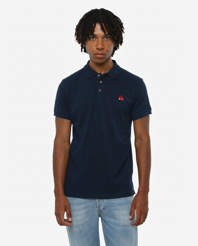 Polo piquet in puro cotone con logo ricamato e bottoni logati