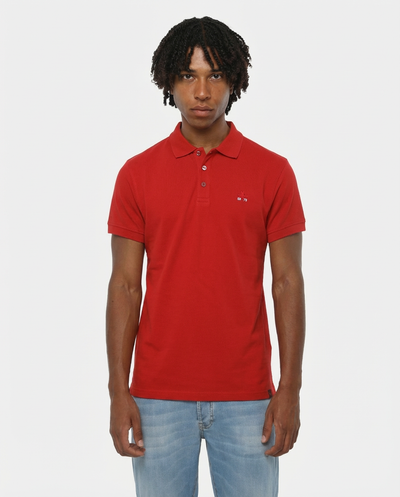 Polo piquet in puro cotone con logo ricamato e bottoni logati