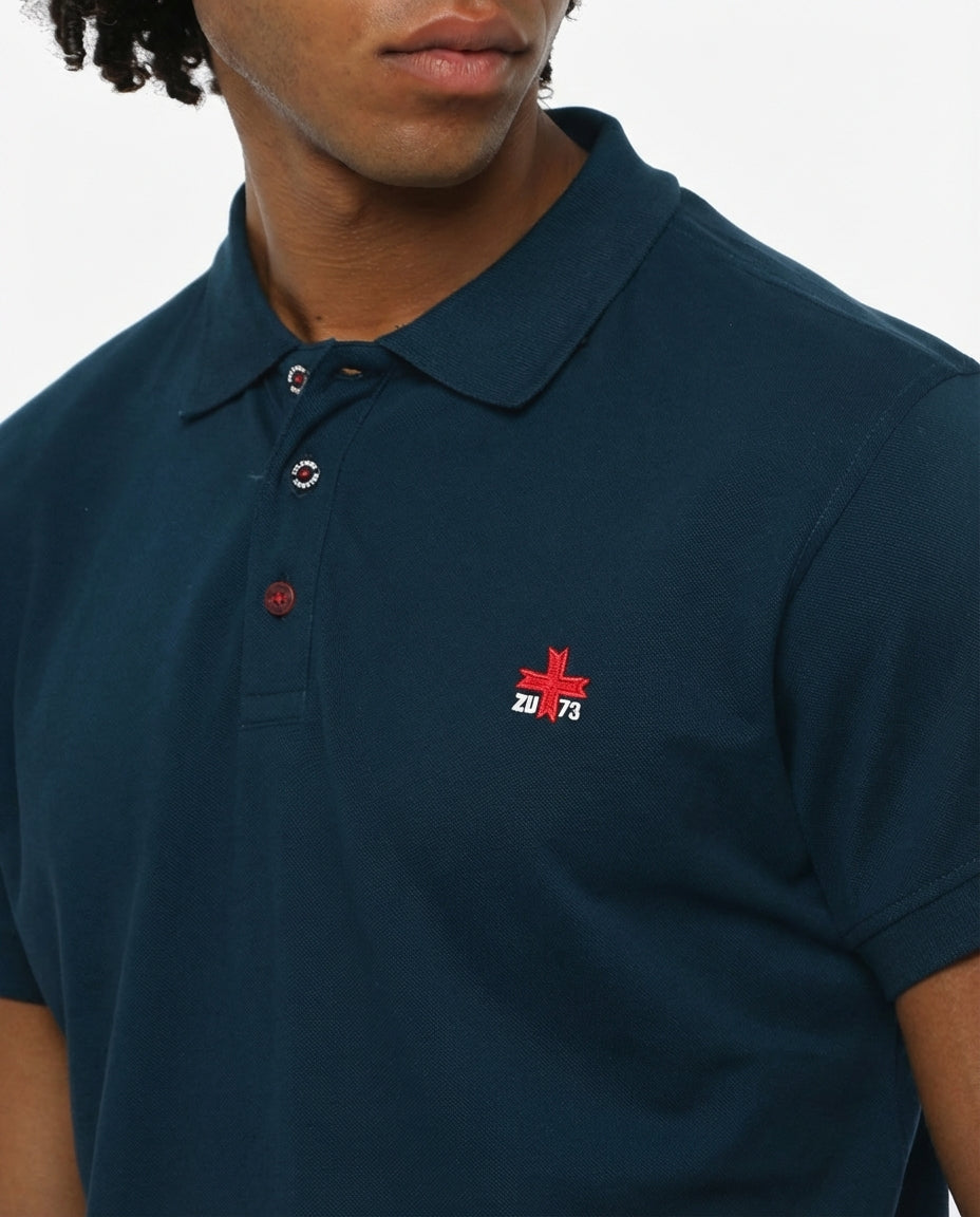 Polo piquet in puro cotone con logo ricamato e bottoni logati