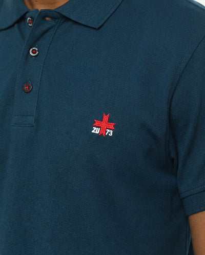 Polo piquet in puro cotone con logo ricamato e bottoni logati