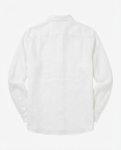 Camicia in puro lino con collo coreano e vestibilità regular