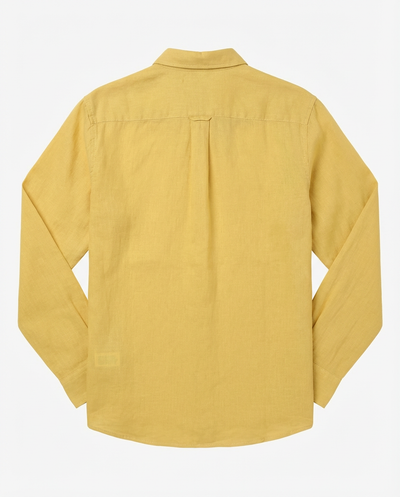 Camicia in puro lino con collo coreano e vestibilità regular