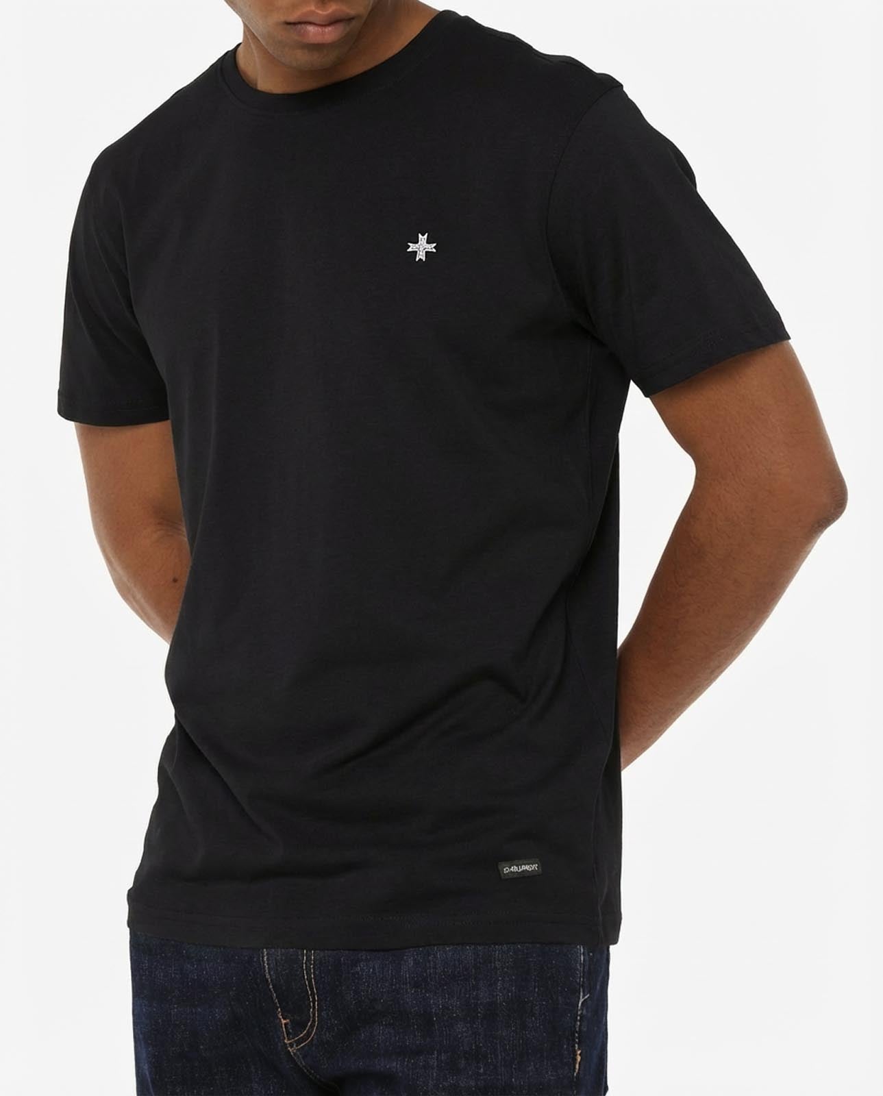 T-shirt girocollo maniche corte con micrologo ricamato