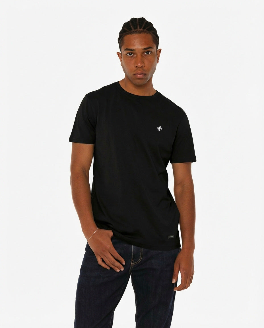 T-shirt girocollo maniche corte con micrologo ricamato