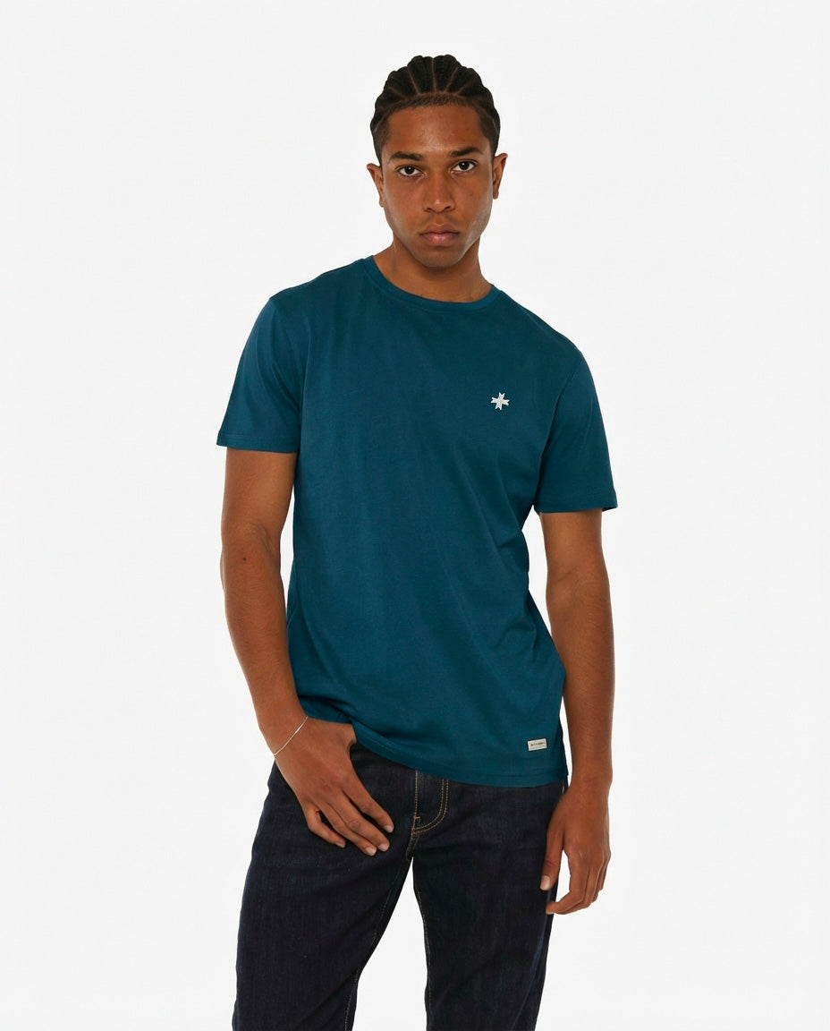 T-shirt girocollo maniche corte con micrologo ricamato