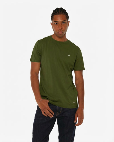 T-shirt girocollo maniche corte con micrologo ricamato