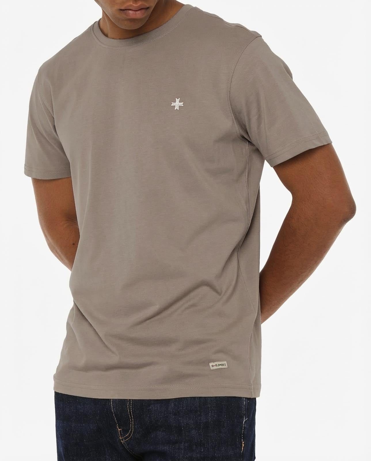 T-shirt girocollo maniche corte con micrologo ricamato