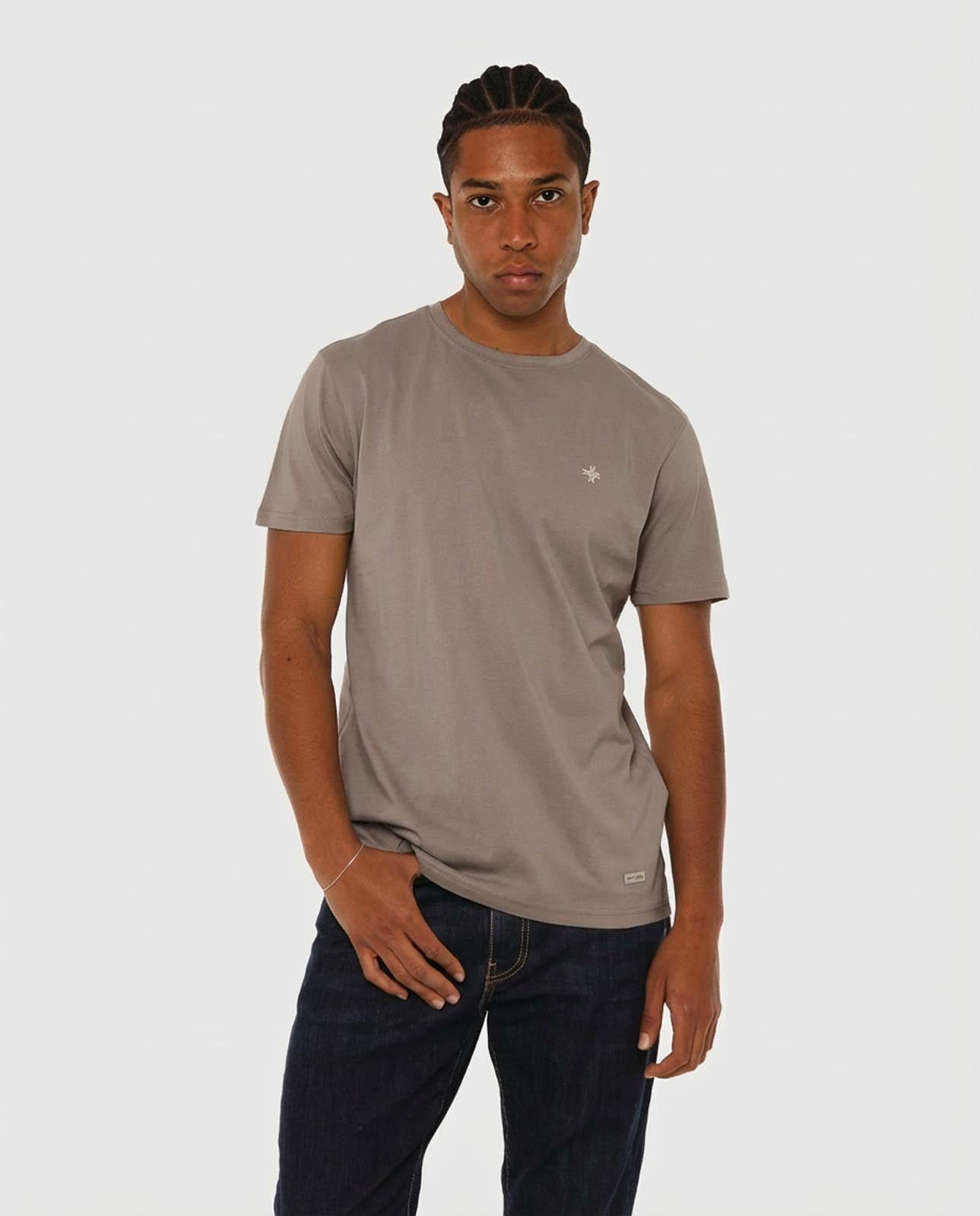 T-shirt girocollo maniche corte con micrologo ricamato