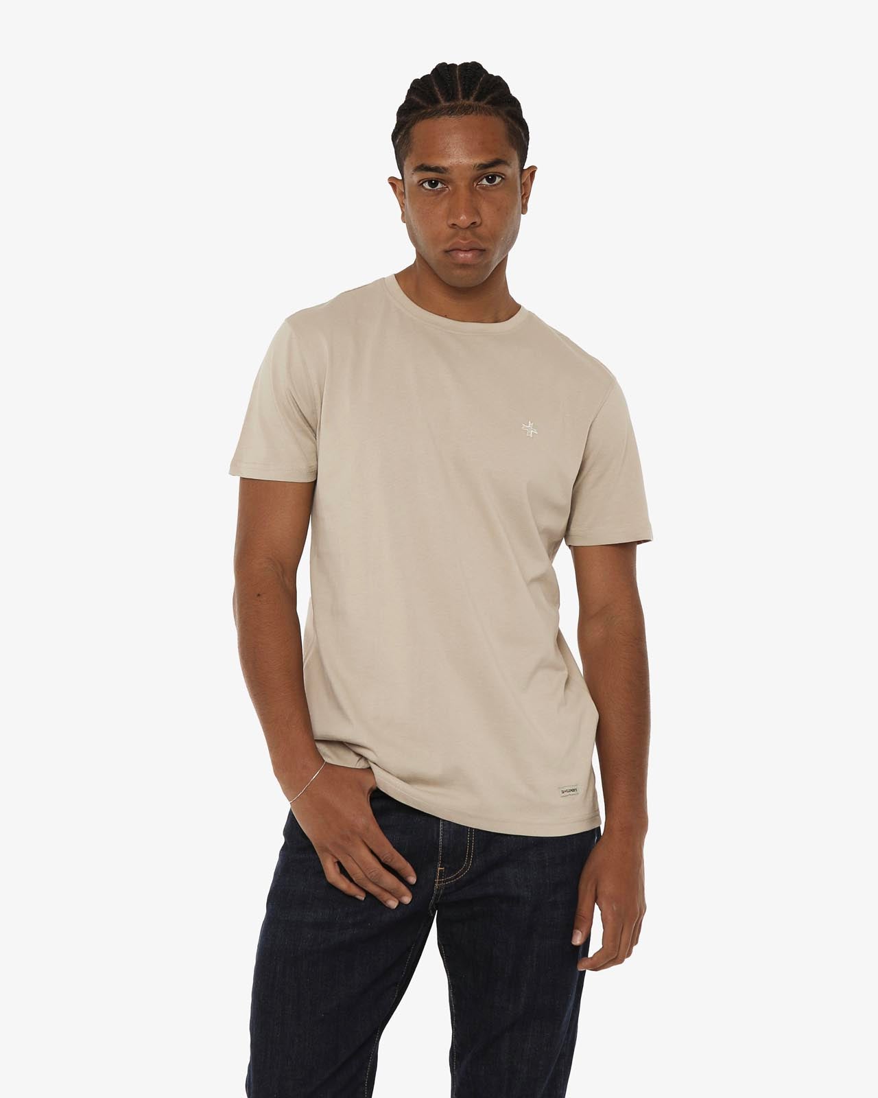 T-shirt girocollo maniche corte con micrologo ricamato