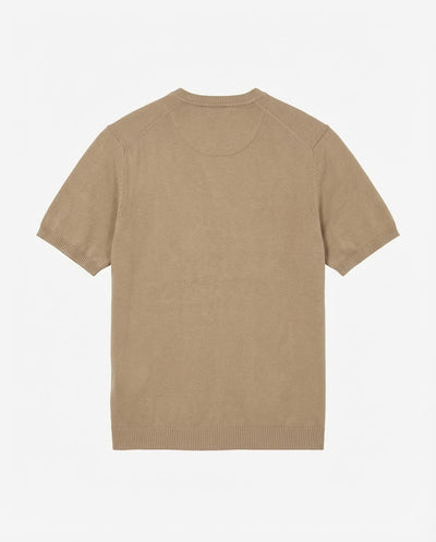 T-shirt in maglia maniche corte con collo serafino