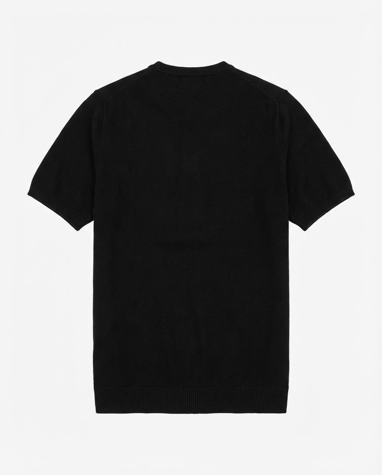 T-shirt in maglia maniche corte con collo serafino