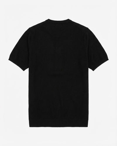 T-shirt in maglia maniche corte con collo serafino