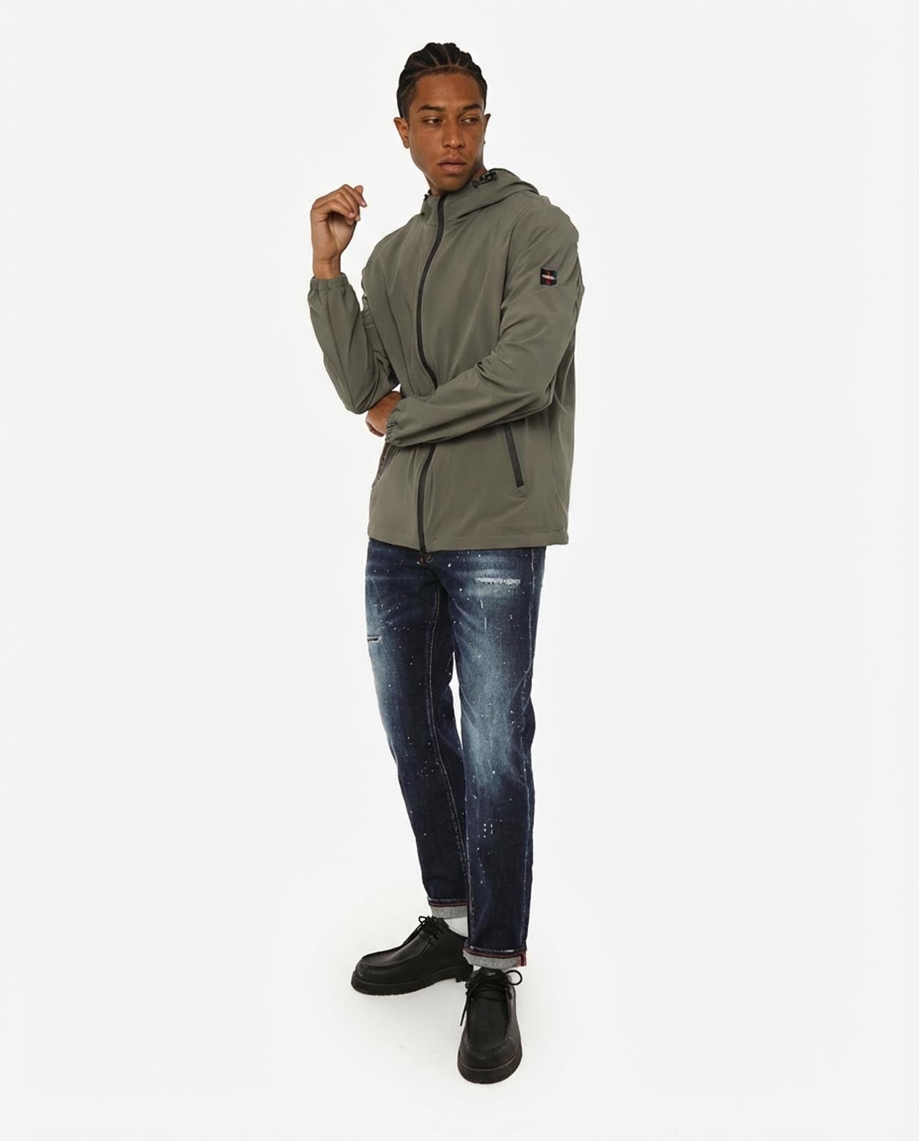 Giubbino zip con cappuccio e chiusura frontale