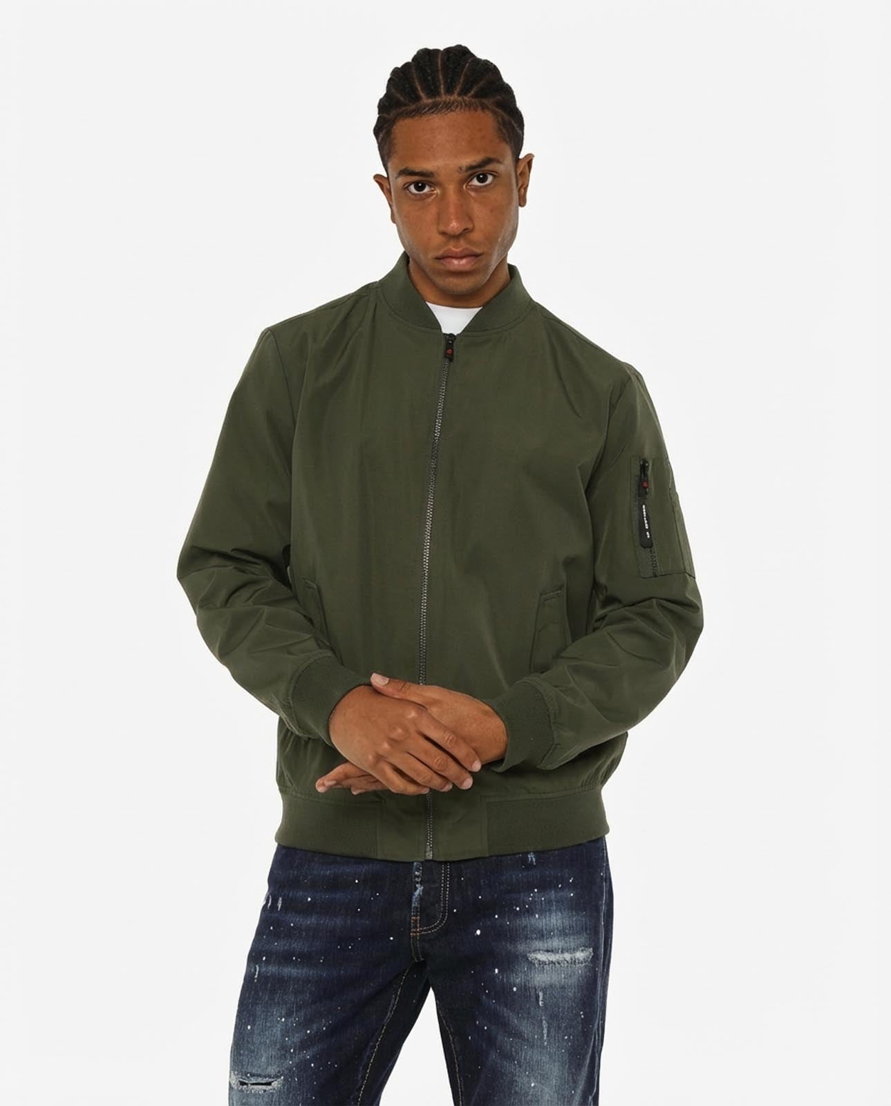 Bomber aviatore in twill con tasche a pattina