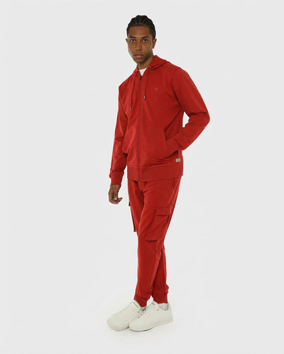 Felpa zip con cappuccio, logo ricamato lato cuore. Polso e fondo a coste