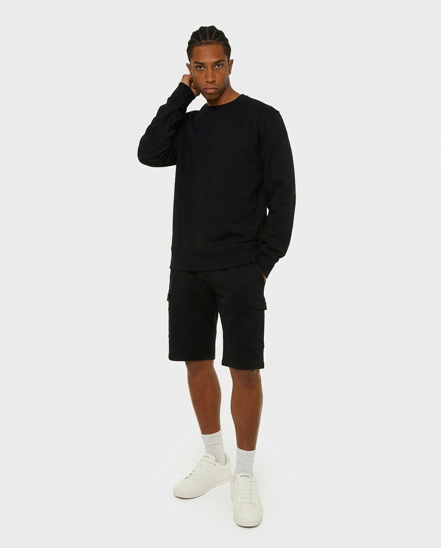 Felpa girocollo, logo ricamato lato cuore. Polso e fondo a coste