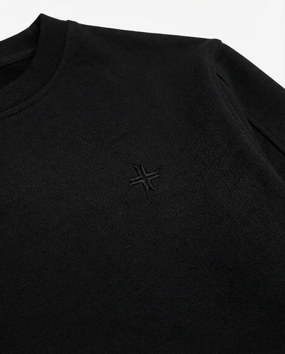 Felpa girocollo, logo ricamato lato cuore. Polso e fondo a coste