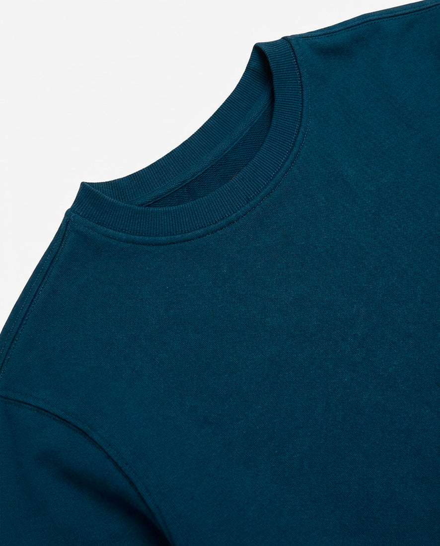 Felpa girocollo, logo ricamato lato cuore. Polso e fondo a coste