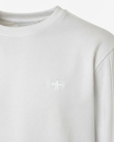 Felpa girocollo, logo ricamato lato cuore. Polso e fondo a coste