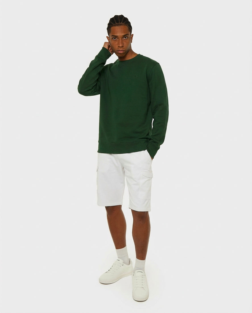 Felpa girocollo, logo ricamato lato cuore. Polso e fondo a coste