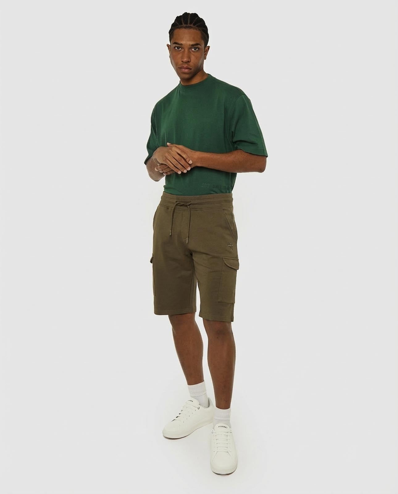 Bermuda in felpa con logo ricamato sul davanti