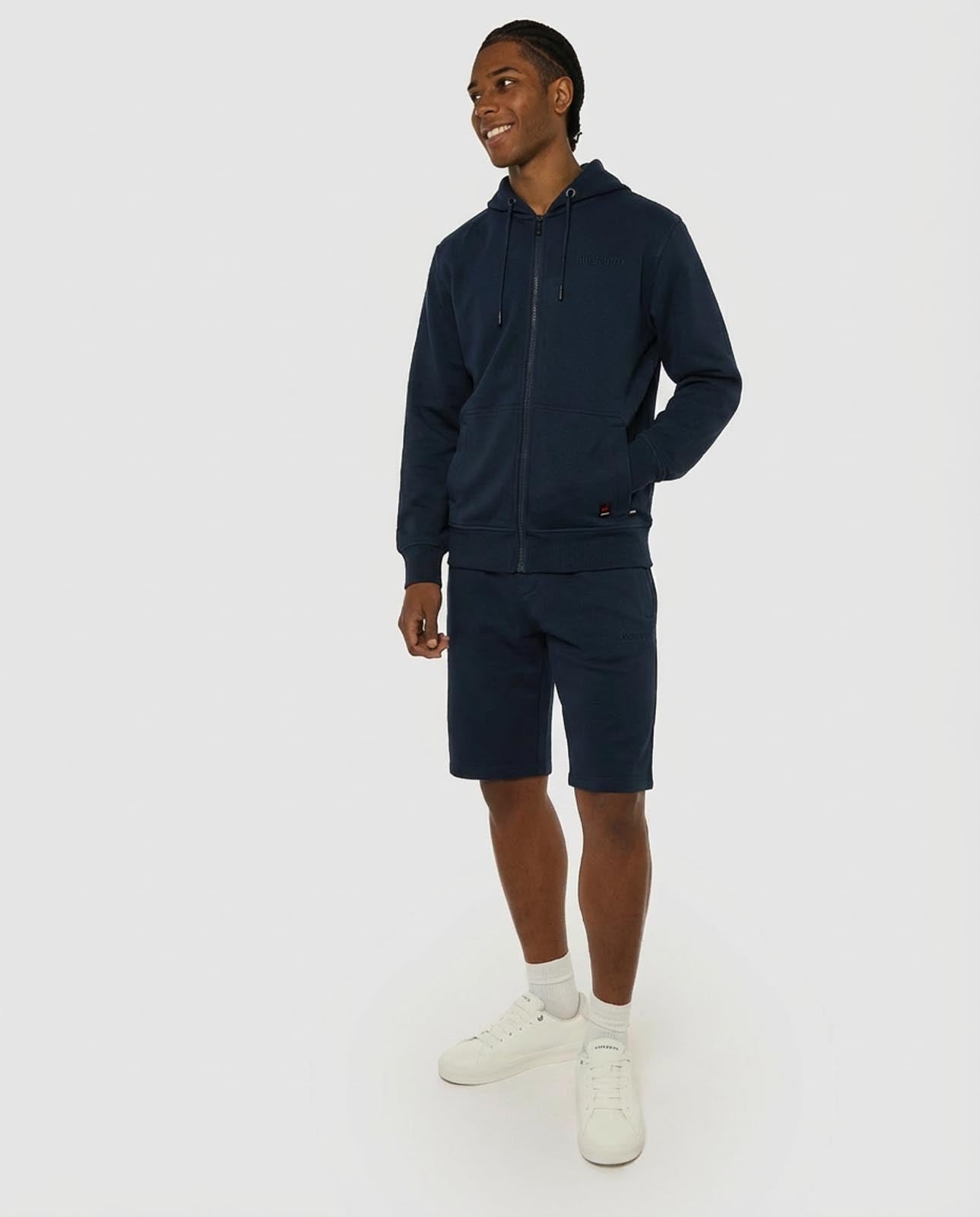 Felpa zip con cappuccio in piquet e tasche con zip