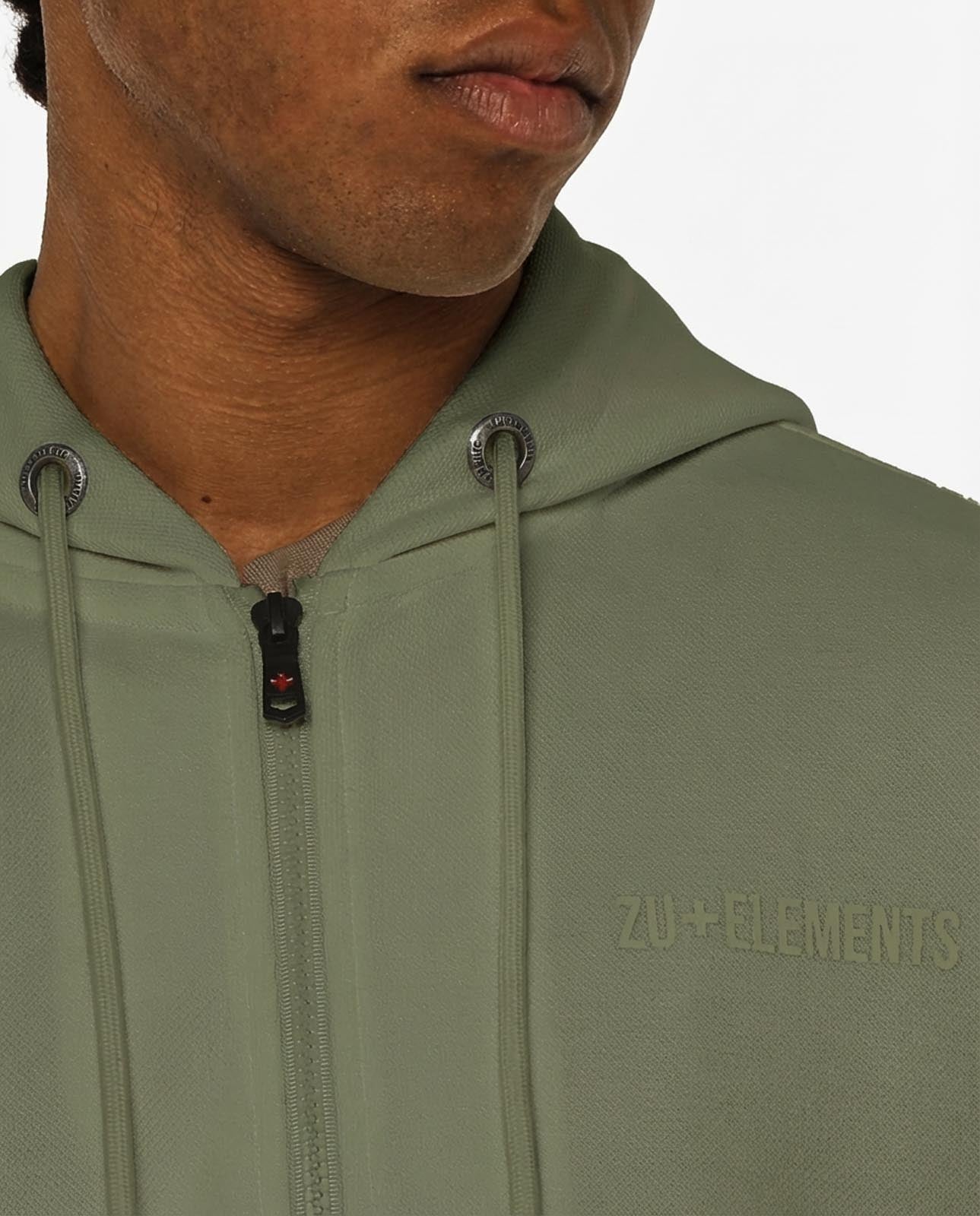 Felpa zip con cappuccio in piquet e tasche con zip