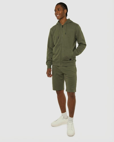 Felpa zip con cappuccio in piquet e tasche con zip