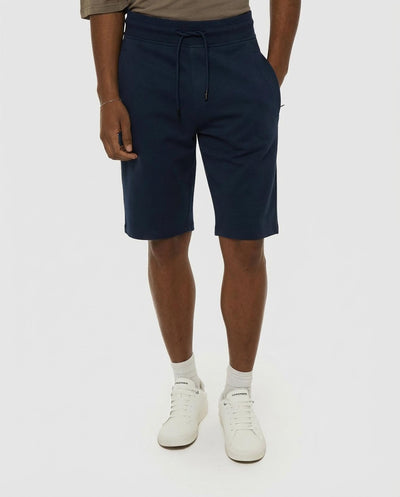 Bermuda felpa in piquet, tasche con zip, stampa laterale