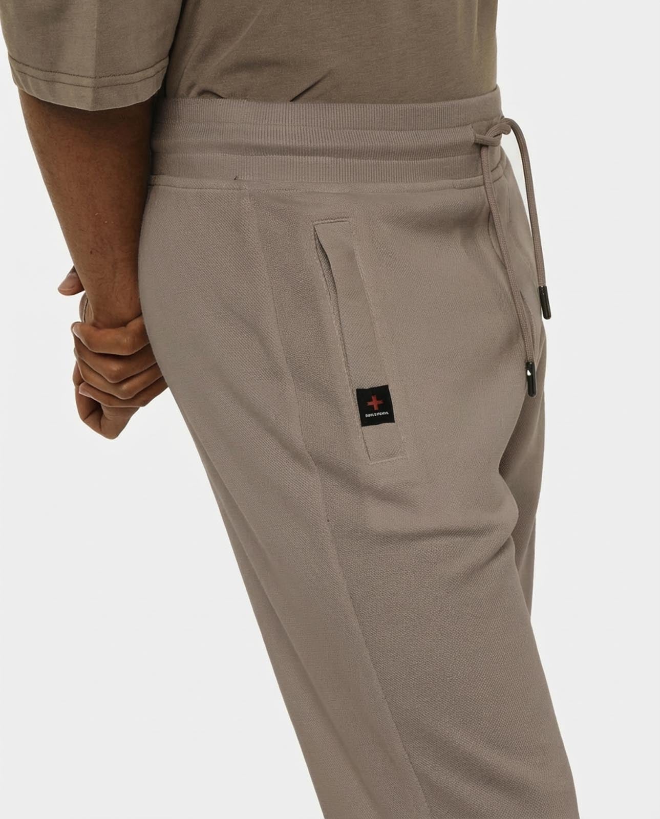 Bermuda felpa in piquet, tasche con zip, stampa laterale