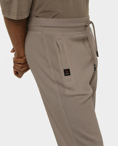 Bermuda felpa in piquet, tasche con zip, stampa laterale