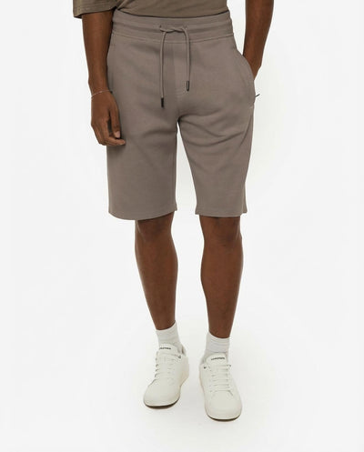 Bermuda felpa in piquet, tasche con zip, stampa laterale