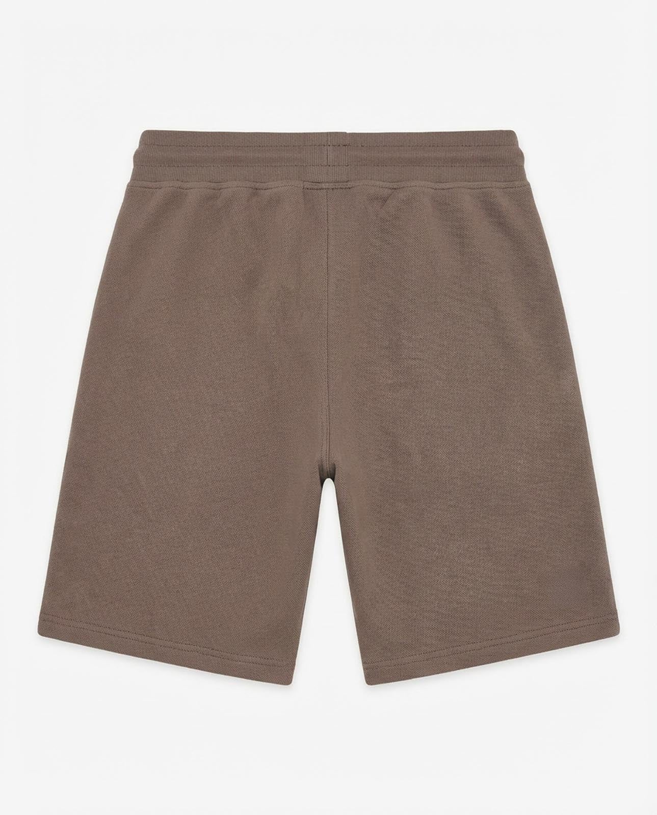 Bermuda felpa in piquet, tasche con zip, stampa laterale