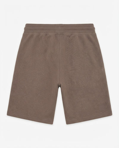 Bermuda felpa in piquet, tasche con zip, stampa laterale