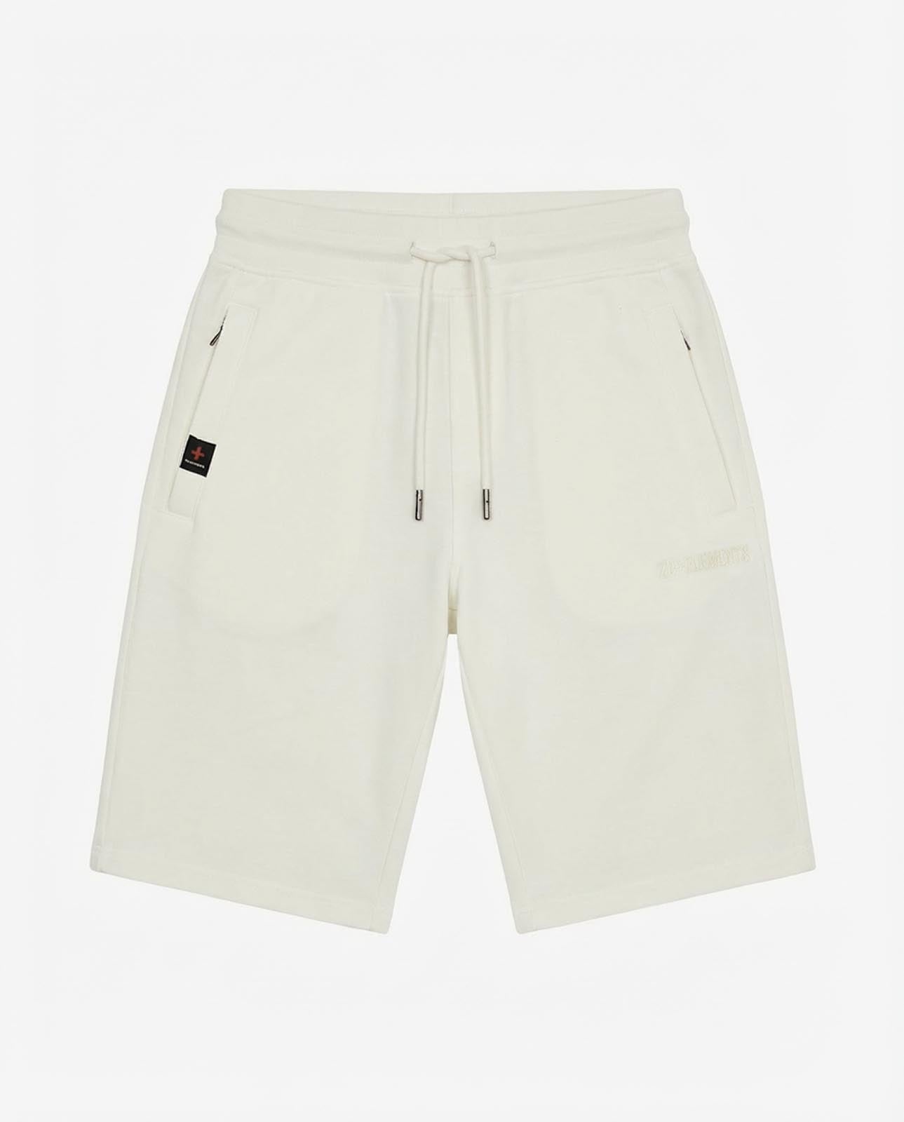 Bermuda felpa in piquet, tasche con zip, stampa laterale