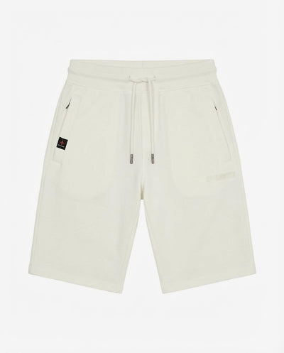 Bermuda felpa in piquet, tasche con zip, stampa laterale