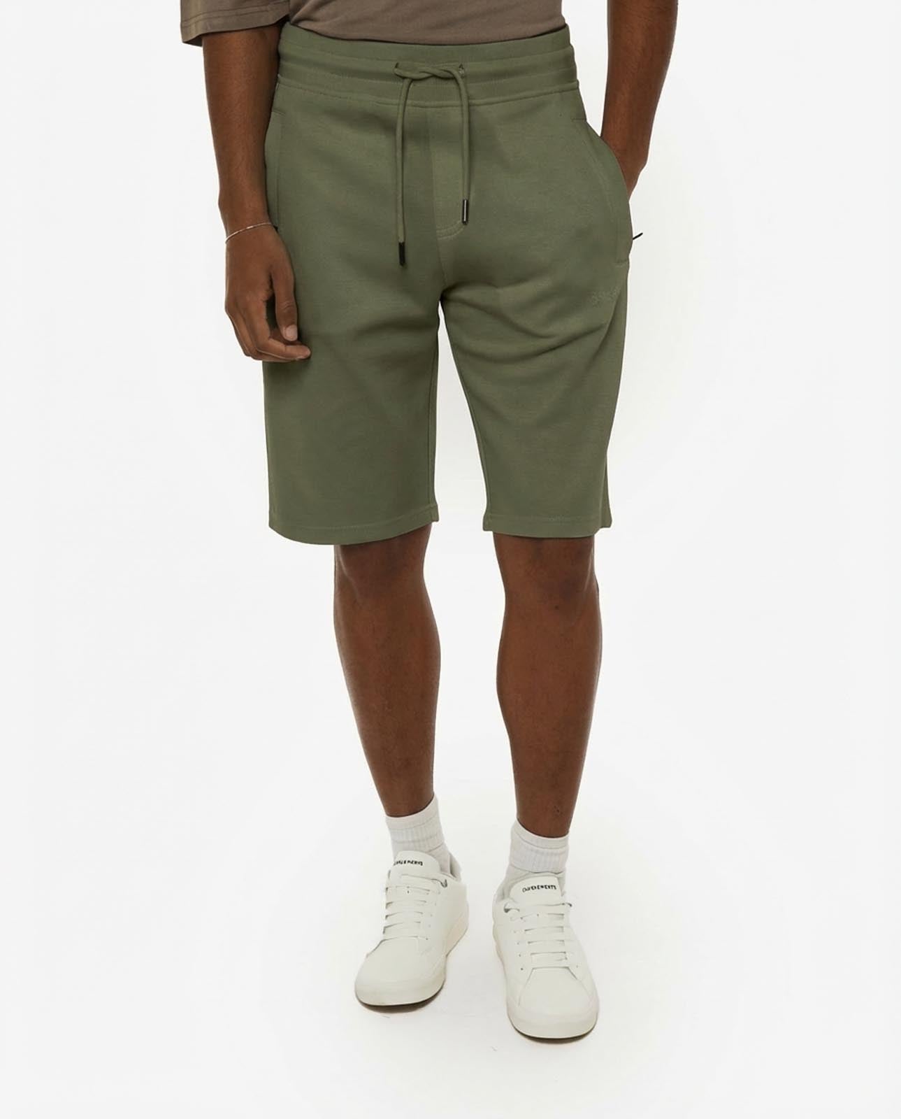 Bermuda felpa in piquet, tasche con zip, stampa laterale