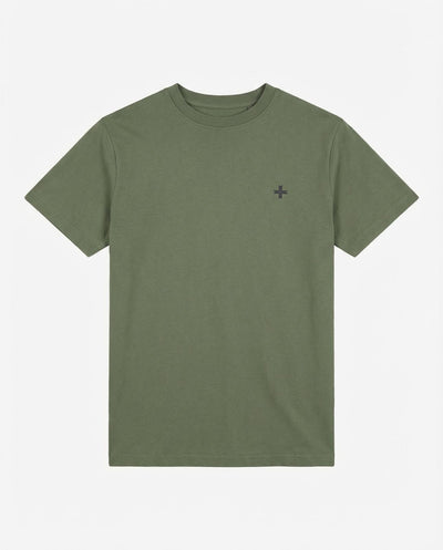 T-shirt girocollo maniche corte, logo stampato lato cuore in tono e stampa sul dietro